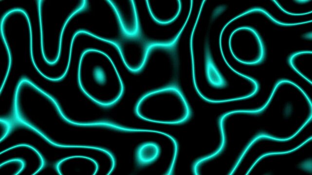 Cyan plasma topography waves pulsating gently on black background, abstract graphic background overlay