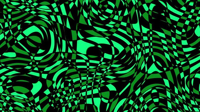 Abstract green and black chaos texture loop with swirling warped patterns