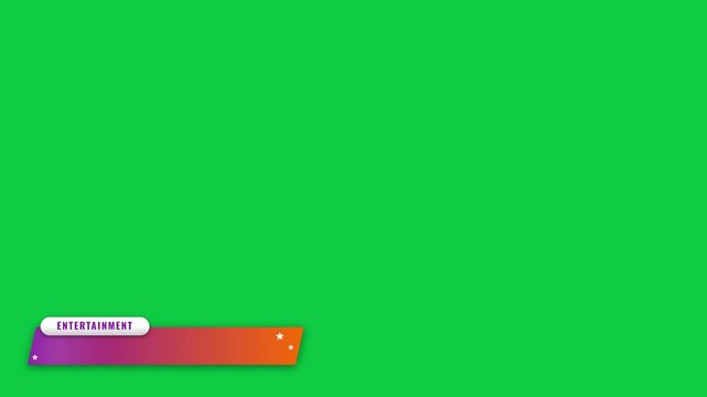 Colorful entertainment lower third title banner with star icon on green screen background