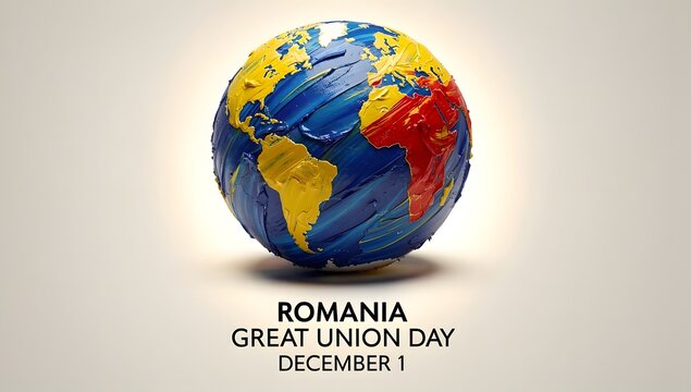 Abstract Artistic Globe of Blue and Yellow Earth with Colorful Continents