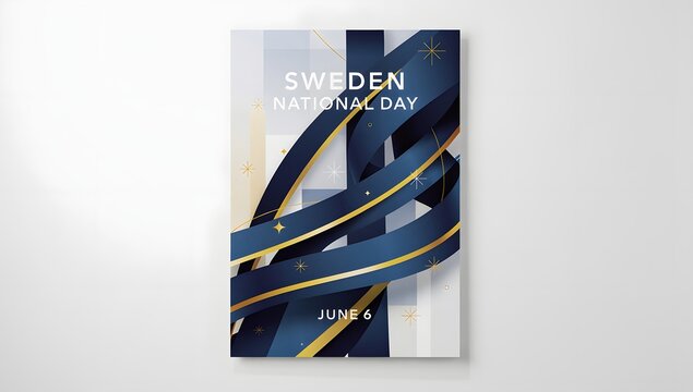 Elegant Sweden National Day poster with abstract design and patriotic colors