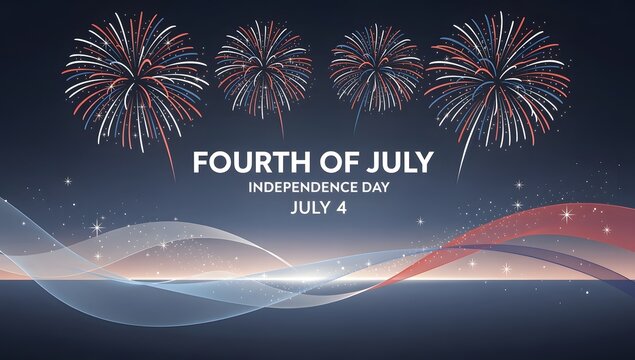 Celebratory Fourth of July fireworks display over city skyline