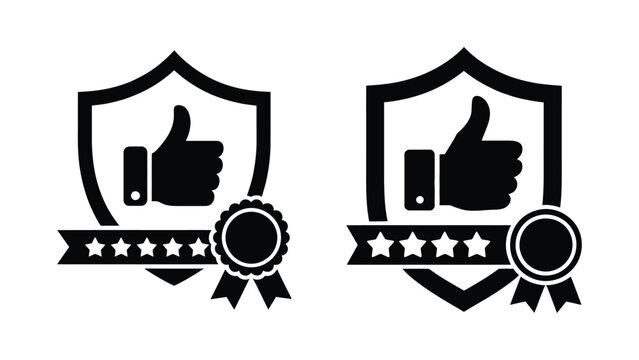 Rating shield icons set