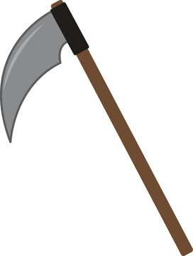 Grim Reaper Wooden Handle Scythe Vector Clipart