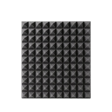 Charcoal grey acoustic foam panel with geometric pyramid pattern for soundproofing studio