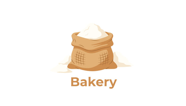 Burlap sack filled with white organic wheat flour on a clean background, ideal for bakery and pastry cooking concepts.