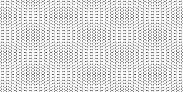 Seamless Black Hexagon Honeycomb Grid Line Pattern