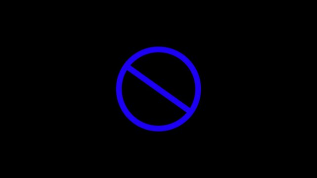 Prohibition emblem radiates a deep blue neon light set upon a clean black background, establishing a modern visual standard for restricted digital interactions or navigation within a corporate system.