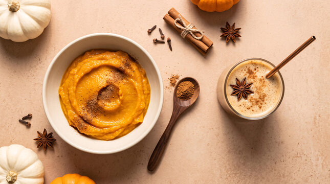 Pur&eacute;e de potiron et boisson &eacute;pic&eacute;e &agrave; la cannelle pour l&rsquo;automne
