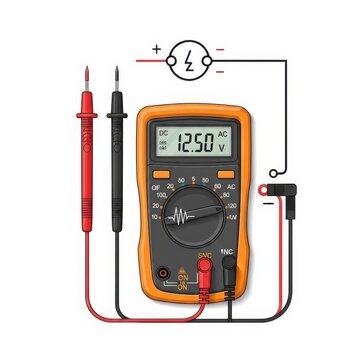 Digital Multimeter Measuring Electrical Voltage with Test Probes