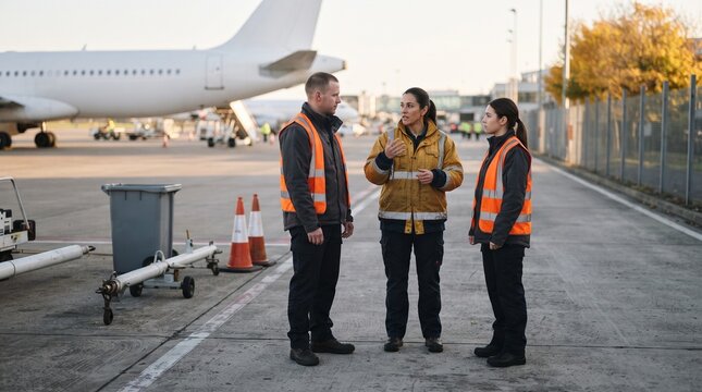Airport staff complete an autumn turnaround briefing