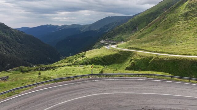 Sharp Mountain Bend on Upper Transfagarasan