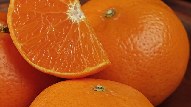 Fresh orange on black background.