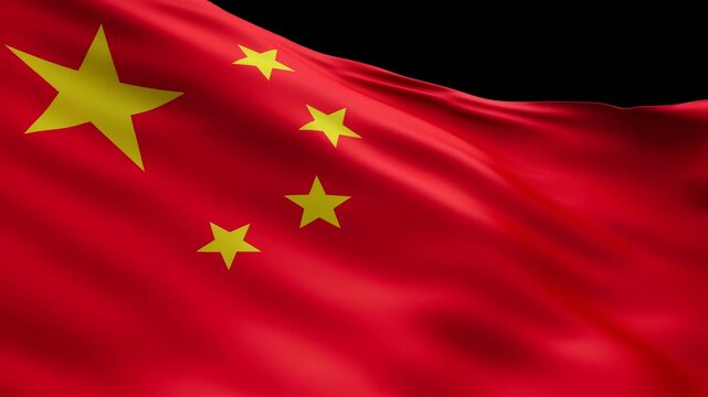 Red flag with five yellow stars displayed against black background with fabric folds