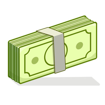 Stack of green paper money bills vector illustration