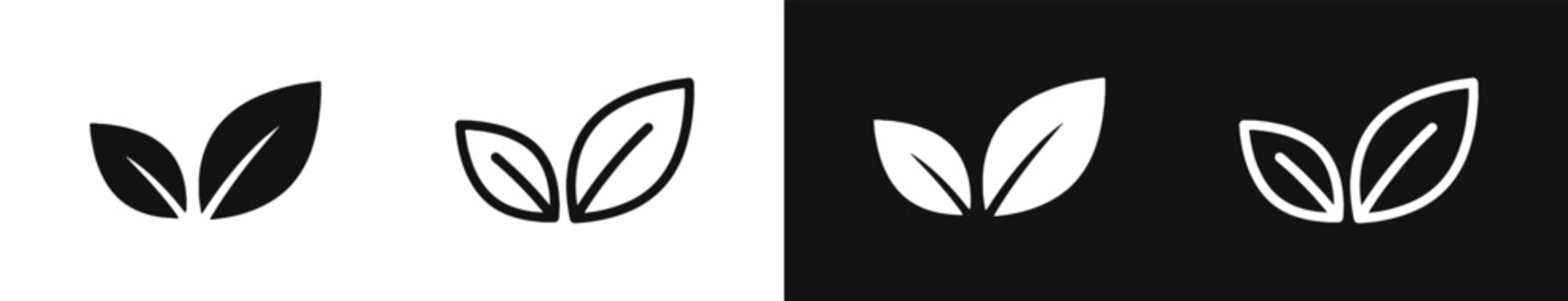Eco friendly leaf icon set, nature protection symbol, sustainable growth vector signs