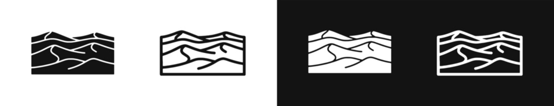 Desert Sand Dunes Landscape Icon Set
