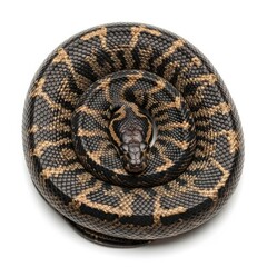 Obraz premium Coiled Black and Gold Patterned Snake