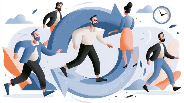 Business transformation and change management concept showing adaptation for improved results. Flat vector character illustration. 