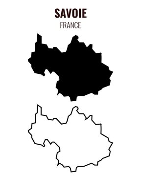 Savoie map vector illustration set, French department silhouette and outline map