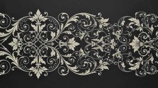 Vintage Baroque Damask Floral Scrollwork Pattern Animation