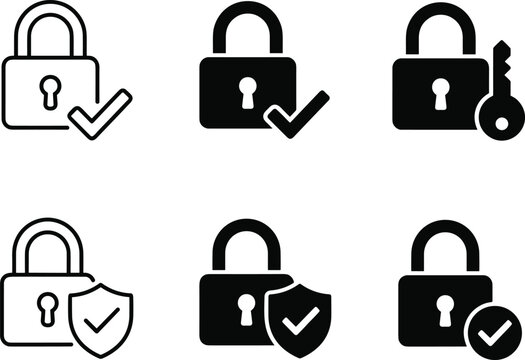 Professional Security Padlock and Lock Icon Set Vector Illustration for Cybersecurity Concepts