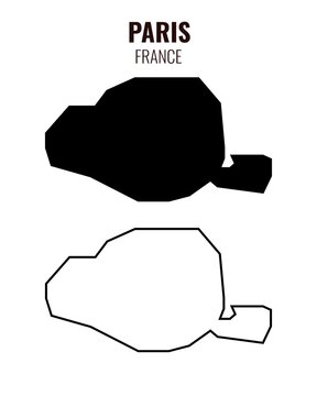 Paris map vector illustration set, French department silhouette and outline map
