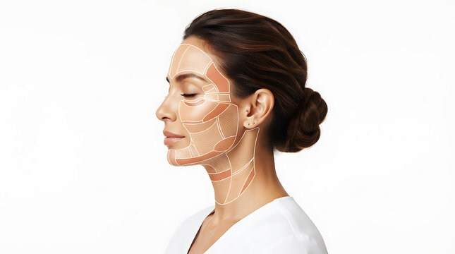 Woman with transparent medical brain scan overlay