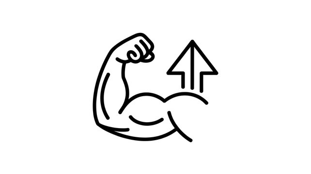 Strong arm muscle icon with growth arrow