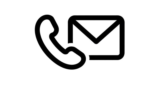 Black phone and email envelope icon for contact support