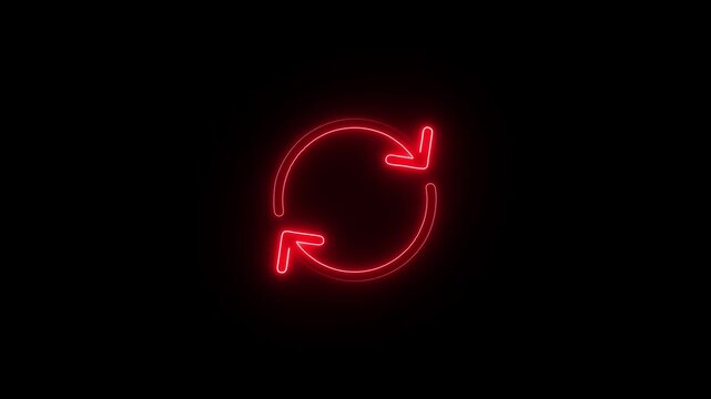 Glowing neon line Arrow icon isolated on black background. Direction Arrowhead symbol. Motion graphics.