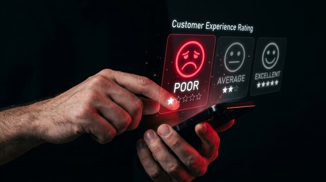 Dissatisfied customer giving a low rating on an online satisfaction survey.