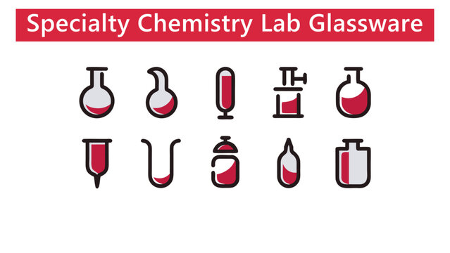 Specialty Chemistry Laboratory Glassware Vector Icon Collection