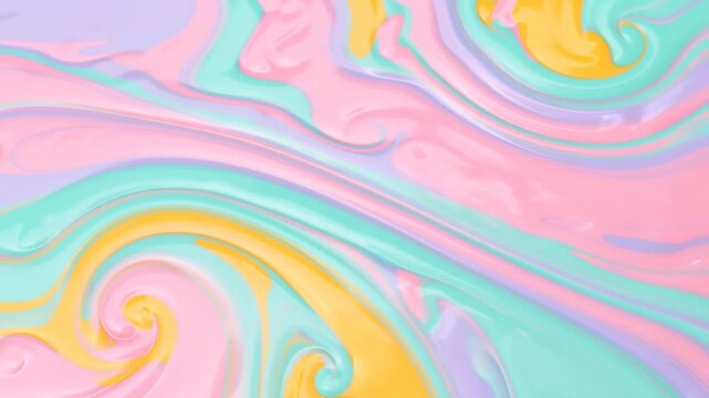 Pastel abstract marbled pattern featuring pink, turquoise, yellow, and lavender swirls