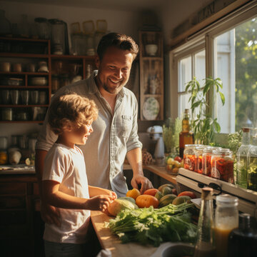father of a family with various jobs such as vacuum cleaning, washing, doing the dishes, in the household, ai generated