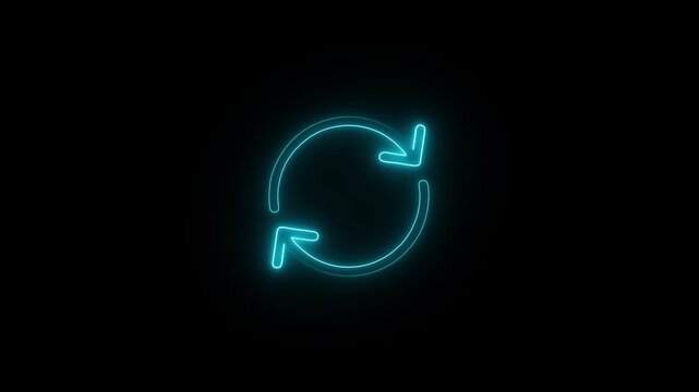 Glowing neon line Arrow icon isolated on black background. Direction Arrowhead symbol. Motion graphics.