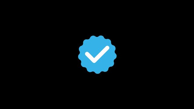 White Check Mark in Blue Rounded Scalloped Verified Badge Isolated