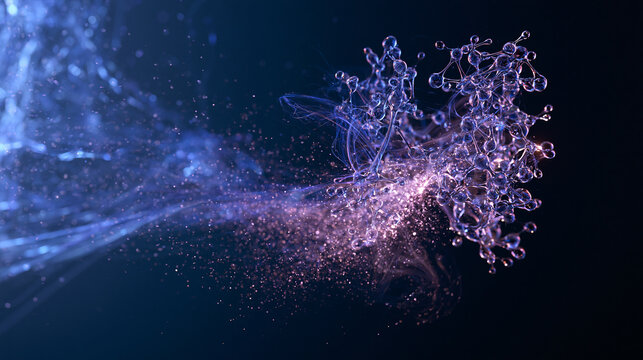 Detailed glass neural network absorbing data streams representing artificial intelligence AI model training machine learning big data deep learning and future technology