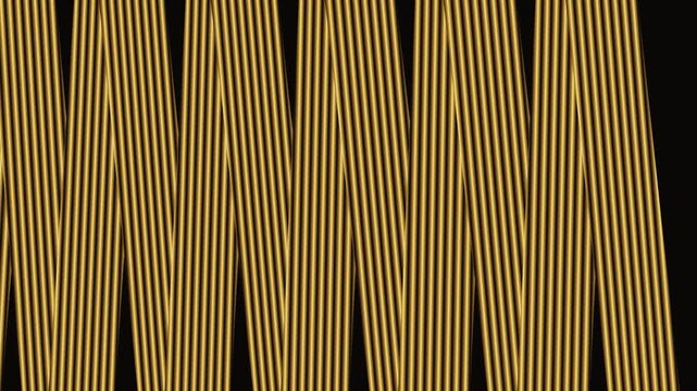 Abstract composition featuring rhythmic vertical lines in copper and green hue