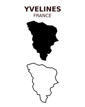 Yvelines map vector illustration set, French department silhouette and outline map