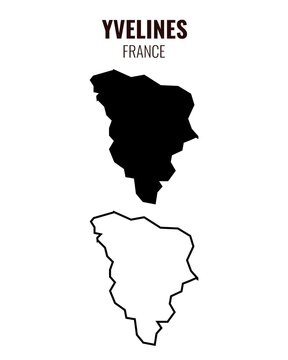 Yvelines map vector illustration set, French department silhouette and outline map