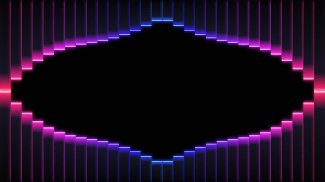 A digital pixel art frame featuring a glowing purple and pink oval design