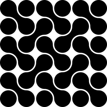 Wavy black circular pattern with overlapping round shapes arranged in flowing rows PNG Isolated on Transparent Background