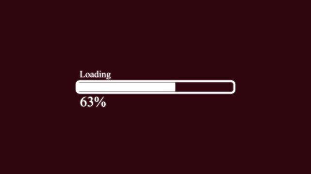 Abstract loading bar animation background , Animated progress bar from 0 to 100 increasing percentage   Retro loading line bar   Science Futuristic Loading.  