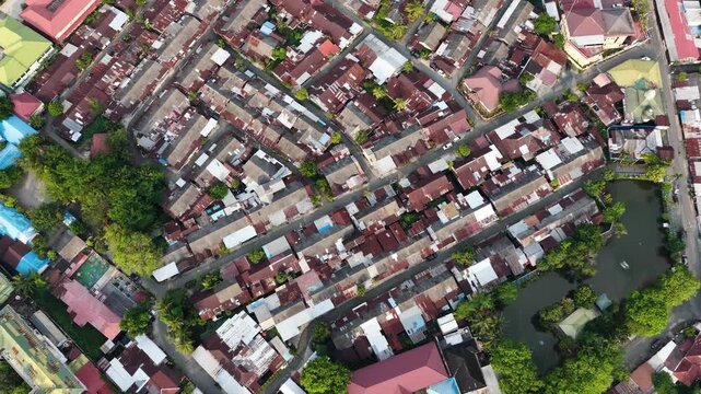 High angle perspective of housing and local city layout in South Kalimantan Indonesia