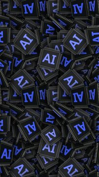 Seamless AI Artificial Intelligence Chip Animation Background, Endless, Loop
