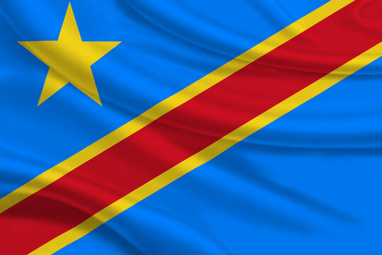 3D Flag of DR Congo on a wrinkled fabric.