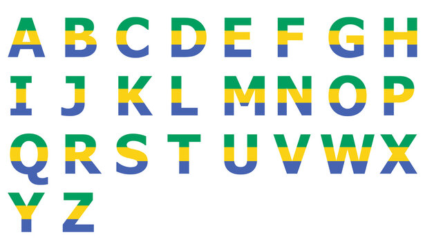 3D Flag of Gabon on a text background.