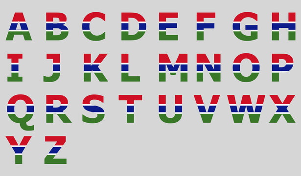 3D Flag of Gambia on a text background.