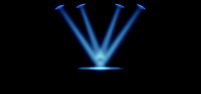 Stage podium and color lighting display platform, modern studio, wall scene fashion, stage podium scene with for Award Ceremony and colorful presentation simple art spotlight summer banner. 3D renderi
